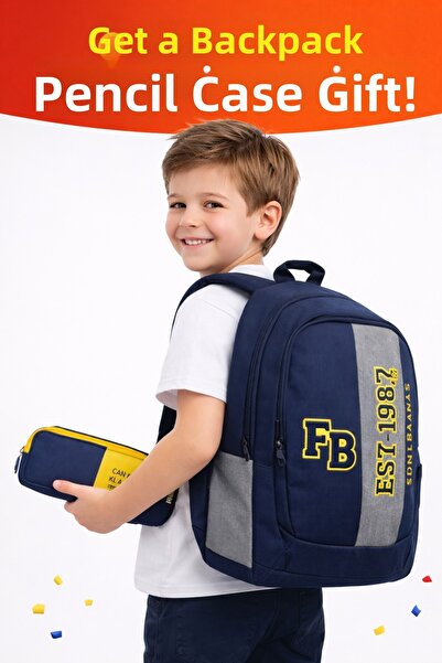 Fenerbahçe Плюшена чанта с лого и комплект за подарък с химикалка с двойно око