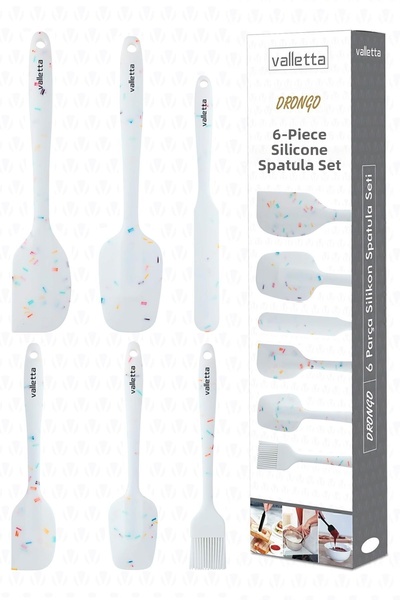 valletta Set de 6 spatule Drongo cu puncte de culoare albă