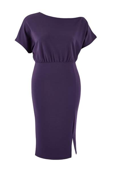 Trendyol Curve Rochie Mor Krep din material subțire de mărime mare