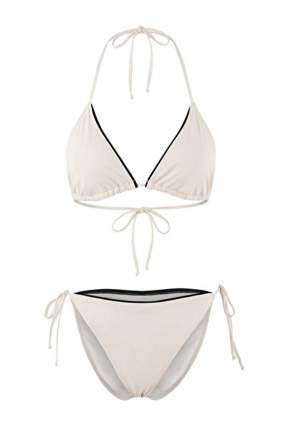 Trendyol Collection Black Color Block Triangle Regular Normal Waist Bikini Se...