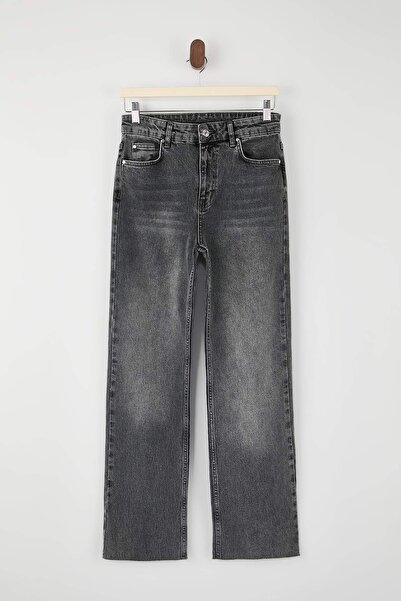 Trendyol Collection Schwarze, hochtaillierte, schmal geschnittene, gerade ges...