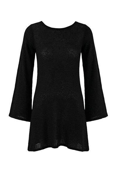 Trendyol Collection Black Knitwear Back Detailed Super Mini Beach Dress Tbess...