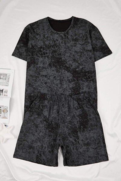 Trendyol Collection Anthracite Regular/Normal Cut Washed Effect T-Shirt-Short...