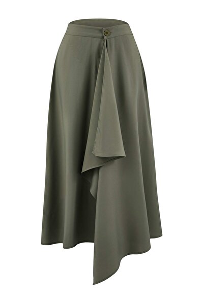 Trendyol Collection Khaki Asymmetrical Skirt Twoss26Et00054
