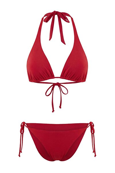 Trendyol Collection Κόκκινο Τρίγωνο Καλυμμένο Κανονικό Σετ Μπικίνι Βραζιλιάνι...