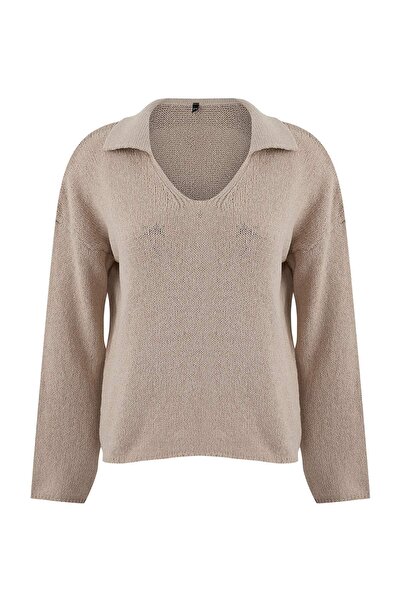 Trendyol Collection Pulover din tricot cu aspect de bluză cu croială largă di...