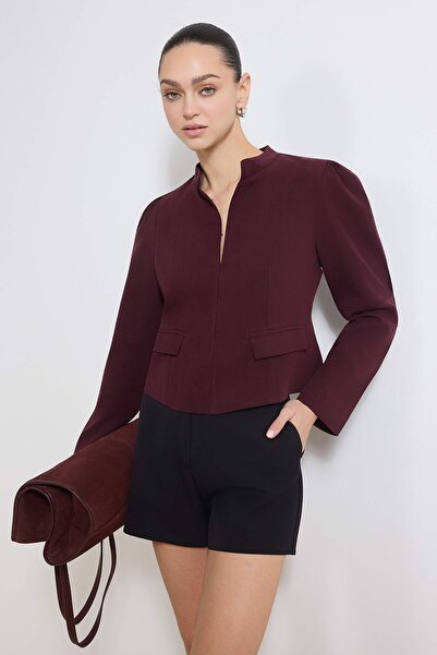 Trendyol Collection Мека/драпирана сако от тенсел смес, прилепващо по дължина...