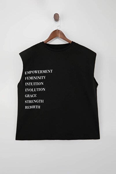 Trendyol Curve Black Crew Neck Shoulder Pad Pack Plus Size Knitted T-Shirt Tb...