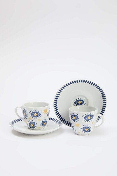 TRENDYOLMİLLA HOME Set of 2 Ethnic Patterned Porcelain Coffee Cups (90 Cc)