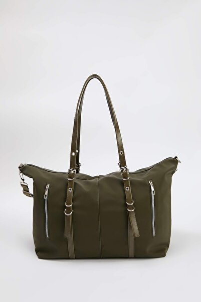 TRENDYOL SHOES Geantă de umăr maxi pentru femei, kaki, cu curea dublă, TAKAW2...