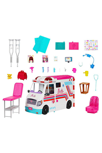 Barbie 'nin Yeni Ambulansı, dönüşen ambulans ve klinik oyun seti, 20'den fazl...