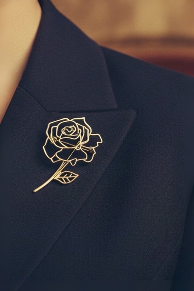 model aksesuar Gül Motifli Detaylı Tasarım Broş