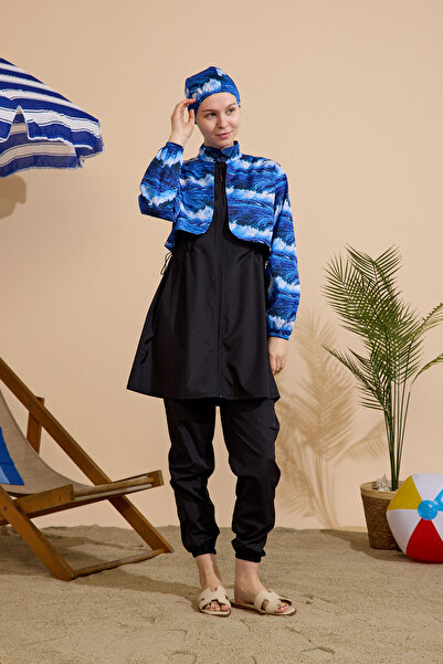 GAVLİA Women's Hijab Swimsuit 4-Piece Set - Full Coverage with Zipper..