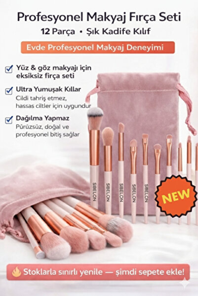 Sibelon Set de pensule de machiaj cu pungă specială de 13 buc