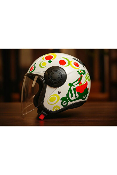 Free-M FR-665 Yarım Motosiklet Kaskı – SPRING Woman Desenli, CE Onaylı, Güneş...