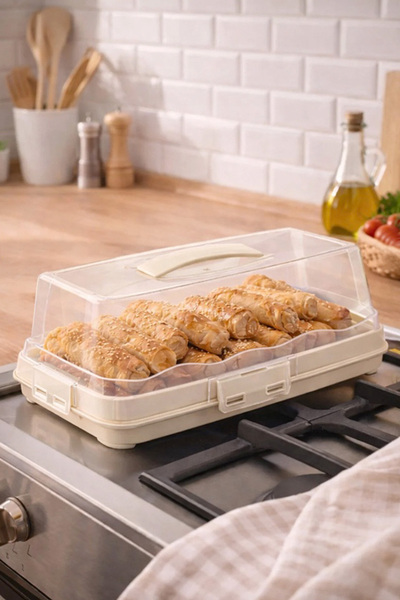 Sunplast 1 Adet Dikdörtgen Şeklinde Pasta Taşıma Kabı Piknik Gezi İçin Kek Fa...