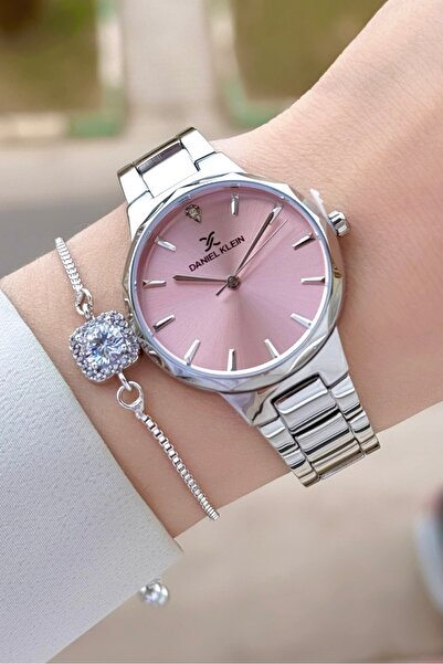 Daniel Klein Kadranı Pembe Kordonu Gümüş Renk 33 Mm Kadın Kol Saati Ve Bileklik