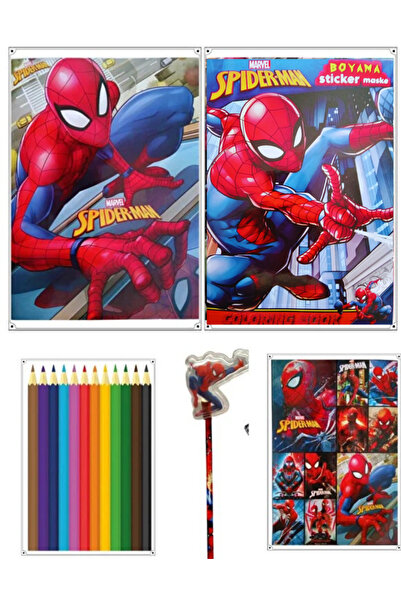 booddie Spderman Defter,Stickerlı Boyama Kitabı,Sticker ,Kurşun Kalem,Örümcek...