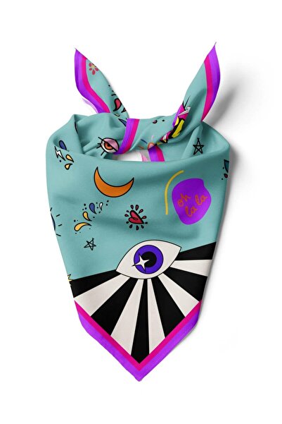 Vissona Göz Desenli %100 İpek Bandana 55x55