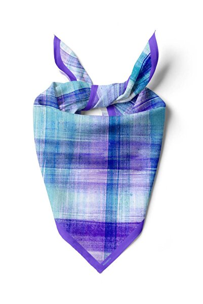 Modabutik D47 Kadın Egzotik Desenli Bandana 50x50 Mavi DG0279-22