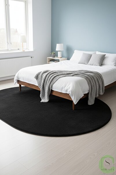 SERENİTA KAYMAZ TABAN SİYAH POST/PELUŞ OVAL SAÇAKSIZ MODERN OTURMA ODASI SALO...