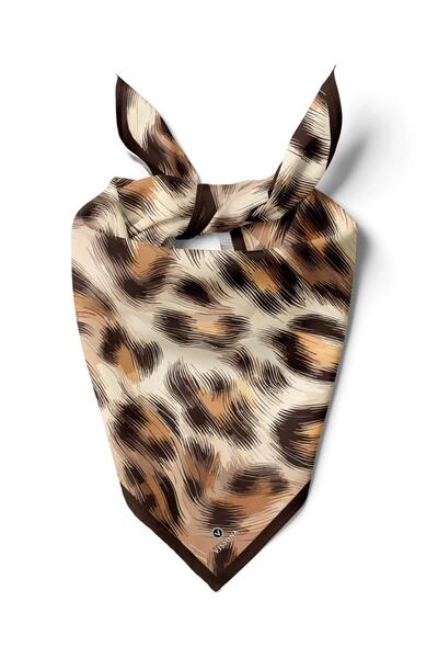 Vissona I75 %100 İpek Leopar Desenli Kadın Bandana