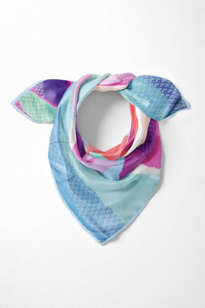 Vissona %100 İpek Kadın Desenli Bandana 80x80