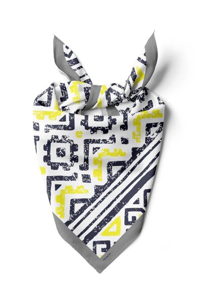 Modabutik D77 Kadın Geometrik Desenli Bandana 50x50 Sarı DG0431-22