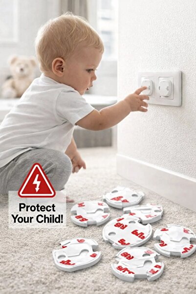 QuTek Set of 10 socket protectors, with adhesive, White