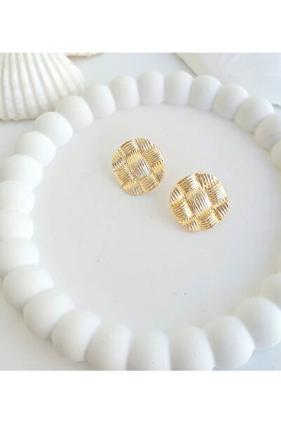 Mimoza Accessories Vip Gold Button Model Earrings