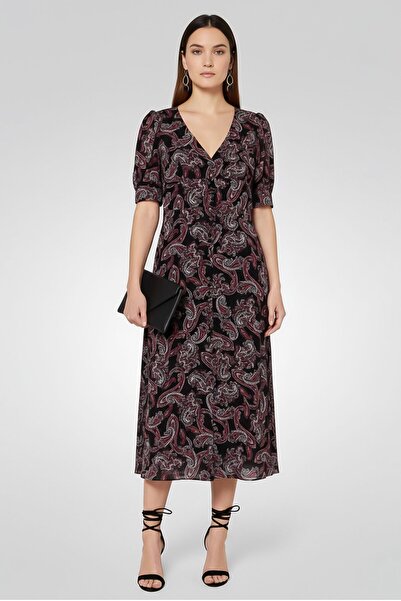 Michael Kors Women Allover Print Short Sleeves Casual Maxi Dress, Multicolor