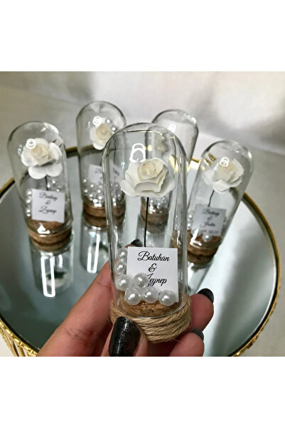 ByDeryaEvent 10’lu Cam Fanusta Solmayan Gül Nikah Söz Nişan Düğün Hatırası