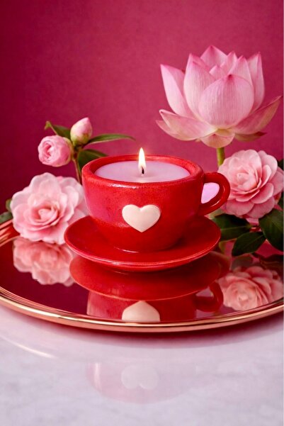 Maison Candle&Co Kırmızı Kalpli Bardak