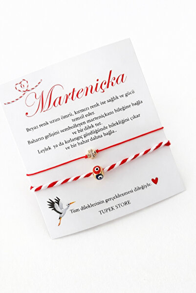 Tupek Store Marteniçka Nazar Boncuk Ve Yonca Şans Bileklik Seti