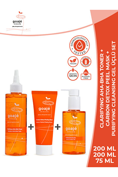 Goajé SKINCARE Carbon Detox Peel Mask + Purifying Cleansing Gel + Clarifying ...