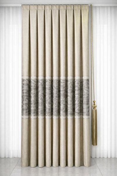cemrela desing Panel Background Curtain Cappuccino Cream (SINGLE WING)