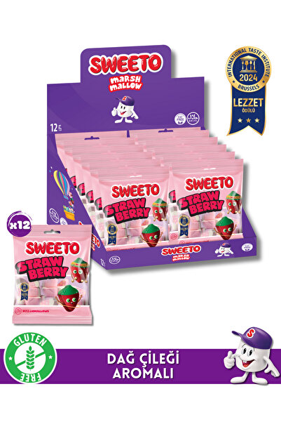 SWEETO Marshmallow Çilek 60grx12 (Lezzet Ödüllü)
