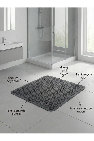 MappleHome سجادة حمام من السيليكون للتدليك مع مصاصة شفط مضادة للانزلاق مقاس 54 × 54
