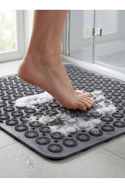 MappleHome Vantuzlu Silikon Masajlı Banyo Paspası Duş Kaydırmazı 54x54 Vantuz...