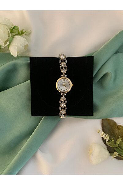 Choppers Silver Gold Mix Chain Stone Cord Elegant Vintage Women's Watch in Gi...