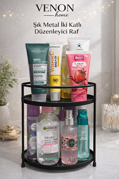 VENON Banyo Kozmetik Takı Düzenleyici Çok Amaçlı Organizer 2 Katlı Servis Sun...
