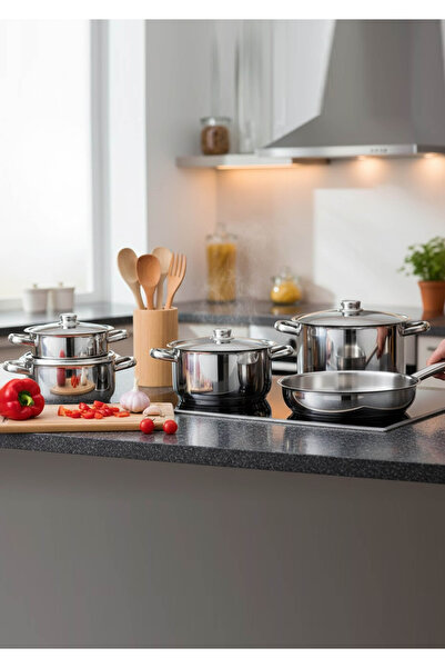 gülsan Mega 9 Parça Tencere Set Çelik Kapaklı