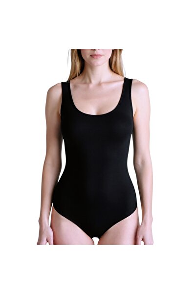 LUAN Дамски боди с потник и широки презрамки, Прашки, Черен