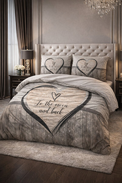 Sleeptime Lenjerie de pat dublu, microfibra, 3 piese, 200x200/220 cm – Love To The Moon And Back
