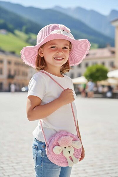 Aware Time مجموعة حقائب قبعة فيدورا للفتيات بعمر 3-8 سنوات مع إكسسوارات من القش