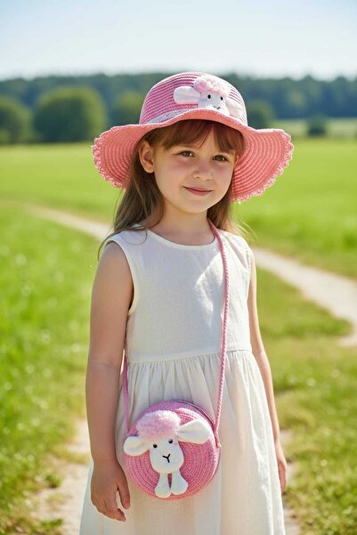 Aware Time مجموعة حقائب قبعة فيدورا للفتيات بعمر 3-8 سنوات مع إكسسوارات من القش