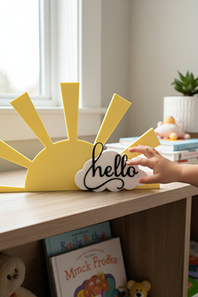 ecolia store Hello Güneş ve Bulut Biblo - Çocuk ve Bebek Odası İçin Sevimli D...