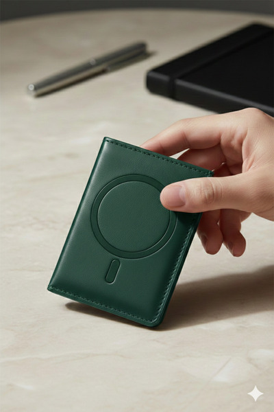 cepmoda Magsafe uyumlu Deri Kartlık Cüzdan - Premium Seri - Stand Özellikli K...