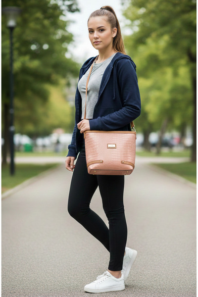 OUEEN ELİZABETH Oueen Elizabeth Pembemsi Помаранчева -taba Жіноча сумка через...