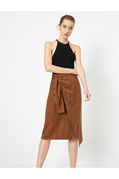 Koton Midirock mit Schlitz und Bindegürtel